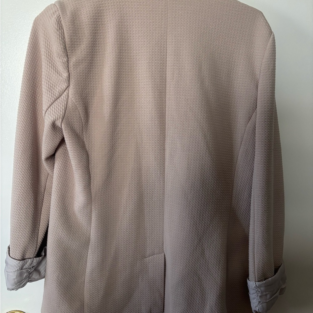 Skies Are Blue Beige Textured Business Casual Stylish Women's Blazer - Picture 5 of 5